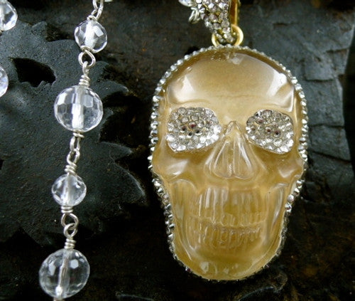 Roni Blanshay Crystal Encrusted Crystal Skull Necklace