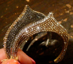 Roni Blanshay Gold Crystal Onion Dome Helmet Cuff Bracelet