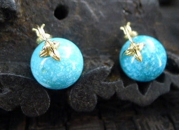 Gabrielle Sanchez Flyer Earrings with Turquoise and 18K Yellow Gold