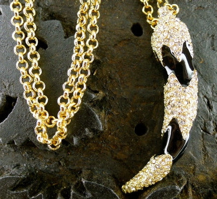 CC Skye Pave Crystal and Black Enamel Elephant Tusk Pendant/ Necklace