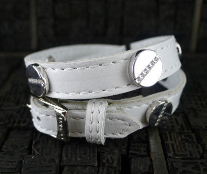 【在庫一掃】 White Skye CC Leather Tone Silver with Bracelet Wrap Double アクセサリー
