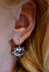 Mark Spirito Sterling Silver and 18K Yellow Gold with Oval White Topaz Earrings