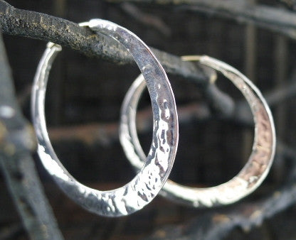 Mark Spirito Sterling Silver Small Hammered Hoop Earrings