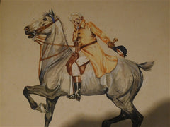 Early 20th C. Signed French Equestrian Watercolor