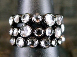 Sutra Blackened Sterling Silver, Topaz, and Crystal Bubble Band Ring
