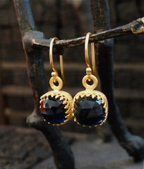 Kevia Large Rose Cut Blue Corundum Earrings