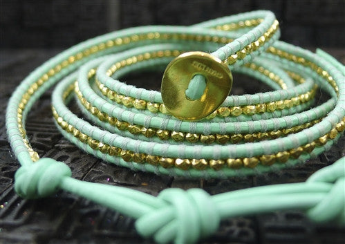 Chan Luu Mint and Gold Vermeil Bead Wrap Bracelet