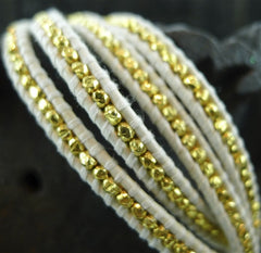 Chan Luu White Wrap Bracelet with Gold Vermeil Beads
