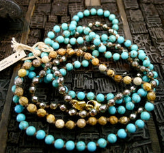 Chan Luu Mixed Turquoise, Pyrite, Agate Bead Necklace