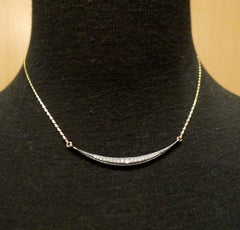 Mizuki 14K Yellow Gold, Diamond and Shadow Silver Necklace with Horizontal Icicle Crescent Charm