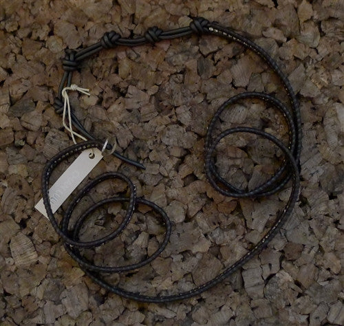 Chan Luu Gunmetal Wrap Bracelet on Black Leather