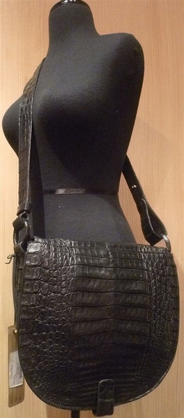 Rhonda Ochs "Lisa" Shoulder Bag - Black Alligator