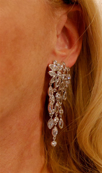 Jardin/Kenneth Jay Lane Cascading Marquis Diamond Chandelier CZ Earrings