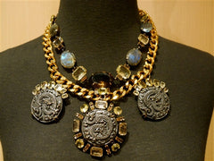 Iradj Moini Exclusive Pyrite Medallion Necklace with Citrine, Quartz and Labradorite