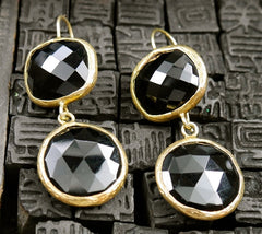 Coralia Leets Double Stone Drop Earrings in Onyx