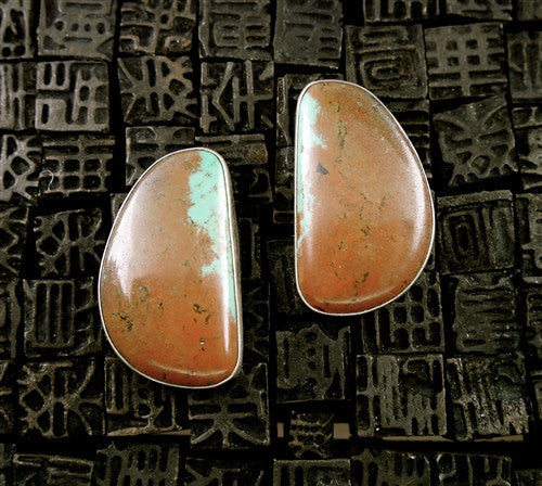 Southwestern Brown Turquoise Earrings in Sterling Silver