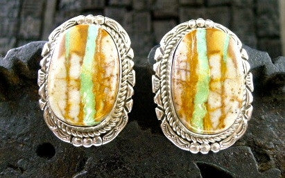 Pawn Native American Earrings - Turquoise in Sterling
