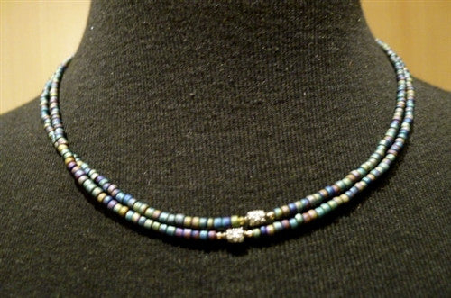 Catherine Michiels Aurora Bead Necklace with Pave Diamonds