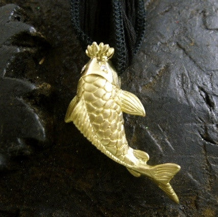 Catherine Michiels 14K Yellow Gold Koi Fish Pendant with Diamond Eyes