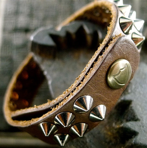 HTC Hollywood Trading Company Iconics Bracelet in Brown with Silver Studs