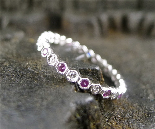 Beverly K 18K White Gold, Pink Sapphire and Diamond Eternity Band Ring