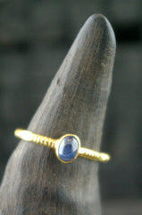 Kimarie Cabochon Blue Sapphire Stacking Ring in 22K Yellow Gold