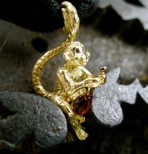 Catherine Michiels 14K Yellow Gold "Marcelito" Love Monkey Charm Pendant