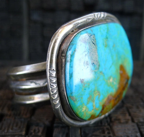 Pawn Sterling Silver and Turquoise Cuff Bracelet