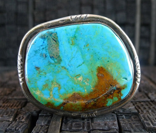 Pawn Sterling Silver and Turquoise Cuff Bracelet