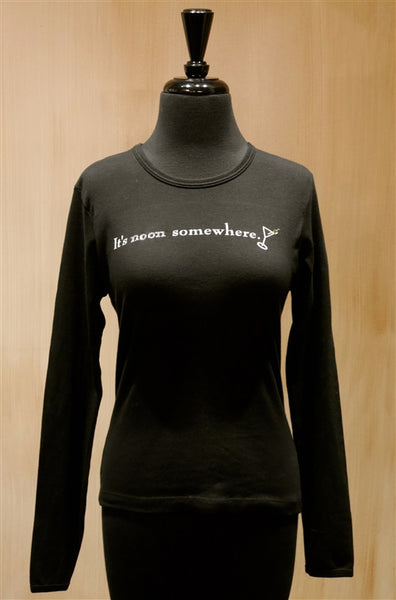 Penelope's Voice Black Jeweled Long Sleeve T-Shirt- It's Noon Somewhere