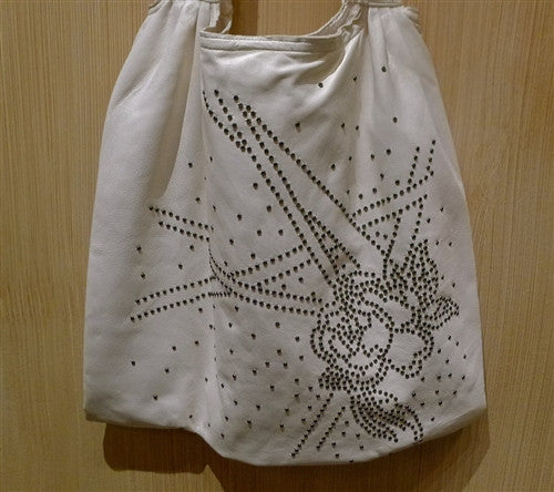 Twelfth Street Cynthia Vincent Soft Leather Studded Tote in White