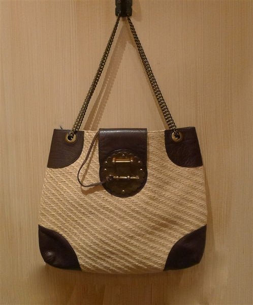 Kotur Lok Ku Straw and Leather Shoulder Bag