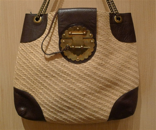 Kotur Lok Ku Straw and Leather Shoulder Bag