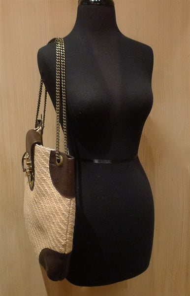 Kotur Lok Ku Straw and Leather Shoulder Bag