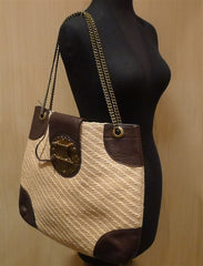 Kotur Lok Ku Straw and Leather Shoulder Bag