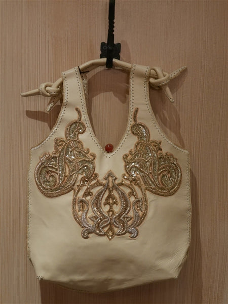 Buba Blonde Gold Embroidered Tote Handbag