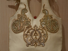 Buba Blonde Gold Embroidered Tote Handbag