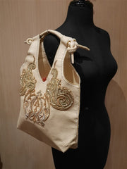 Buba Blonde Gold Embroidered Tote Handbag