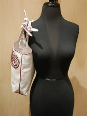 Buba White with Pink Embroidered Handbag