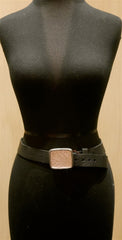 B-low the Belt Pink and Gold Silk Fragment Buckle on Brown Belt