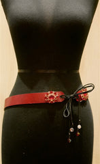 Rachel Abroms Red Jeweled Tie Belt