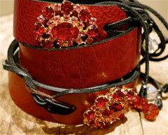 Rachel Abroms Red Jeweled Tie Belt