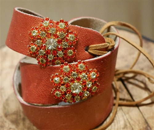 Rachel Abroms Red Jeweled Tie Belt