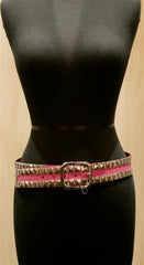 Linea Pelle Pink Leather Heavily Studded Belt