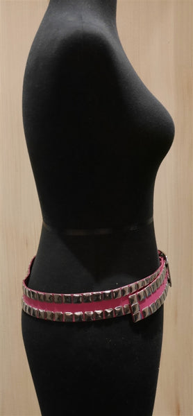 Linea Pelle Pink Leather Heavily Studded Belt