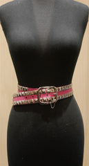 Linea Pelle Pink Leather Heavily Studded Belt