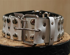 Continental Leather Fashion White Stud Belt