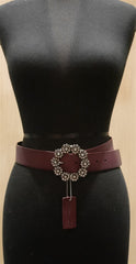 Linea Pelle Purple Belt with Circular Crystal Buckle