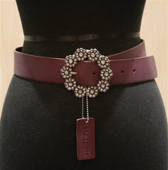 Linea Pelle Purple Belt with Circular Crystal Buckle