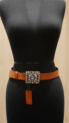Linea Pelle Jeweled Buckle and Orange Belt